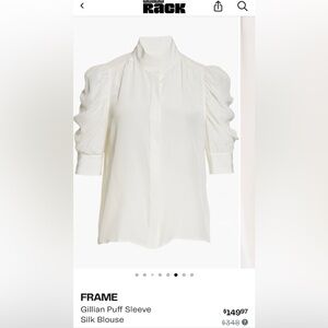 NWT FRAME Silk Button Up Cream White Gillian Top Size M